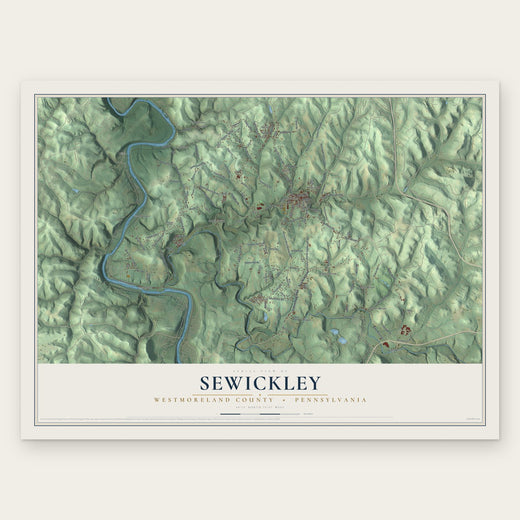 Sewickley, Westmoreland County, Pennsylvania map print, the full design