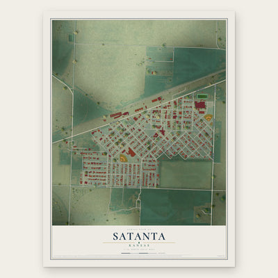 Satanta, Kansas map print, the full design