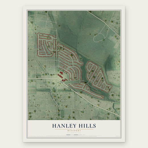 Hanley Hills, Missouri map print, the full design