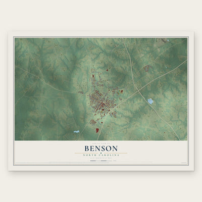 Benson, North Carolina map print, the full design