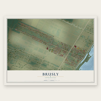 Brusly, Louisiana map print, the full design
