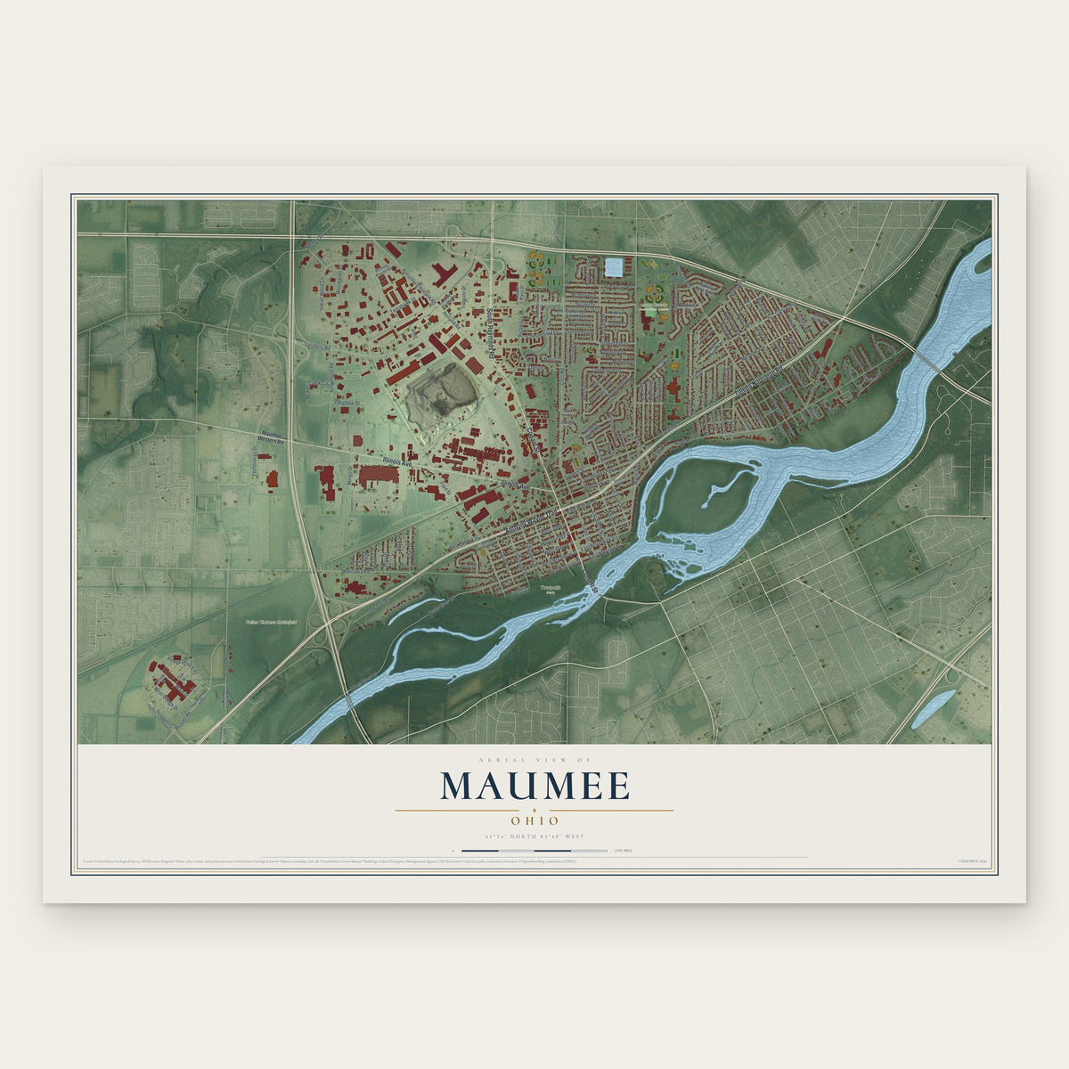 Maumee, Ohio map print, the full design