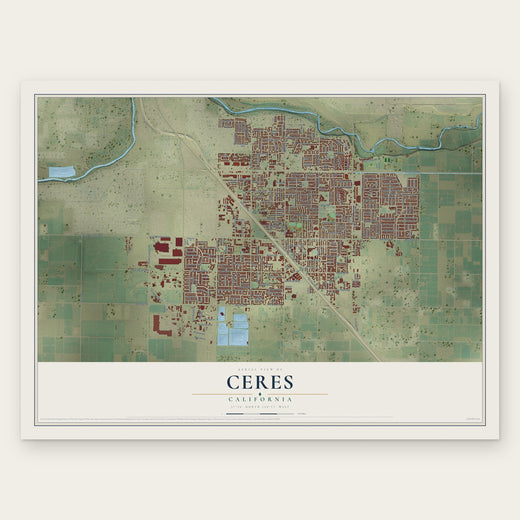 Ceres, California map print, the full design