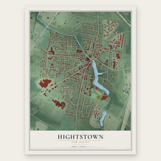 Hightstown, New Jersey map print, the full design
