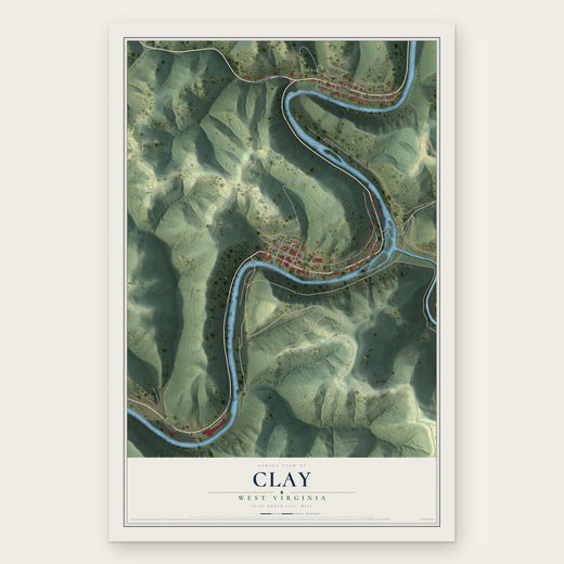 Clay, West Virginia map print, the full design
