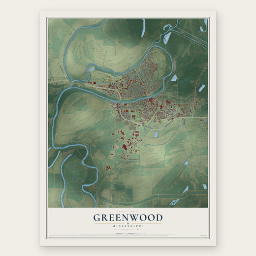 Greenwood, Mississippi map print, the full design
