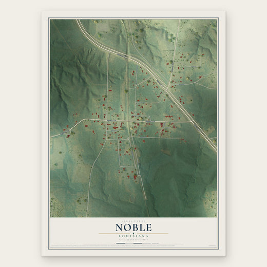 Noble, Louisiana map print, the full design