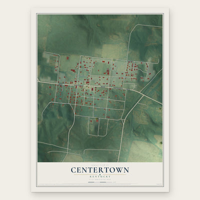 Centertown, Kentucky map print, the full design