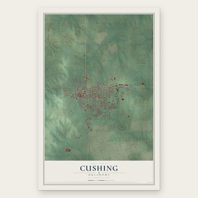 Cushing, Oklahoma map print, the full design