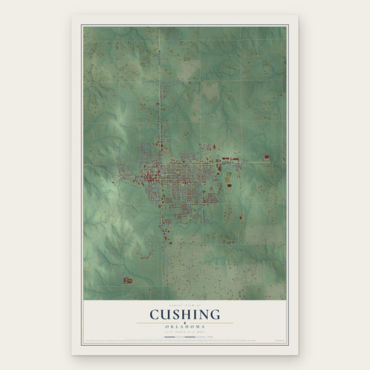 Cushing, Oklahoma map print, the full design