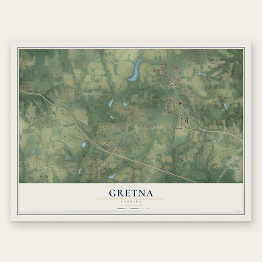 Gretna, Florida map print, the full design