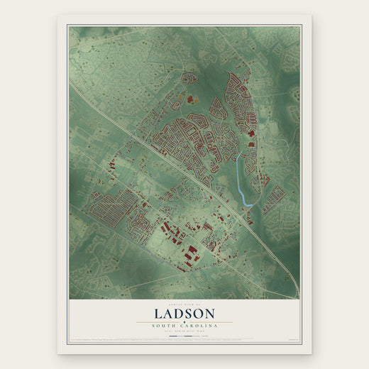 Ladson, South Carolina map print, the full design