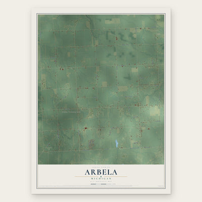 Arbela, Michigan map print, the full design