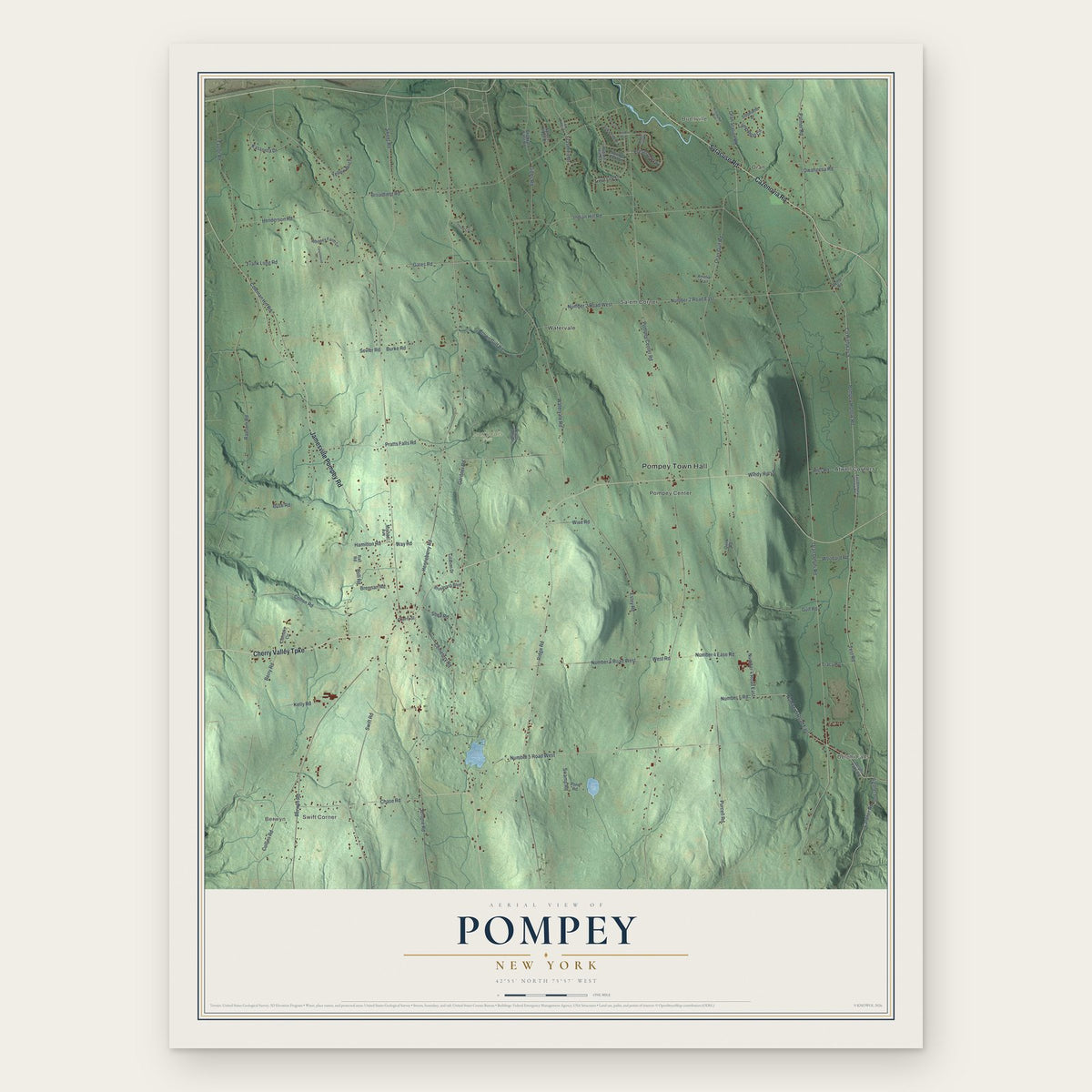 Pompey, New York map print, the full design