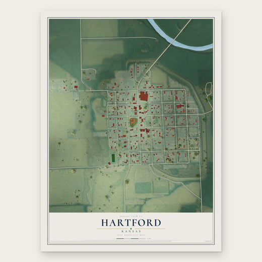 Hartford, Kansas map print, the full design