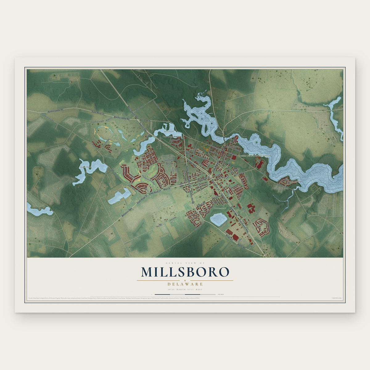 Millsboro, Delaware map print, the full design