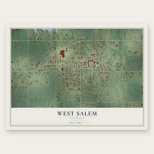 West Salem, Illinois map print, the full design