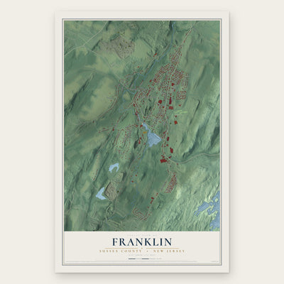 Franklin, Sussex County, New Jersey map print, the full design