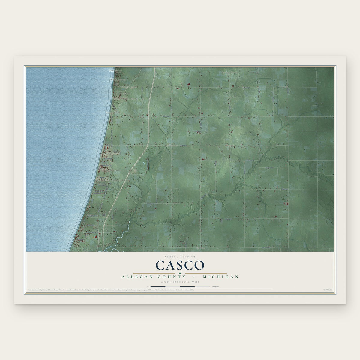 Casco, Allegan County, Michigan map print, the full design