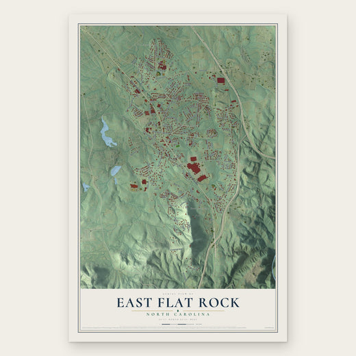 East Flat Rock, North Carolina map print, the full design