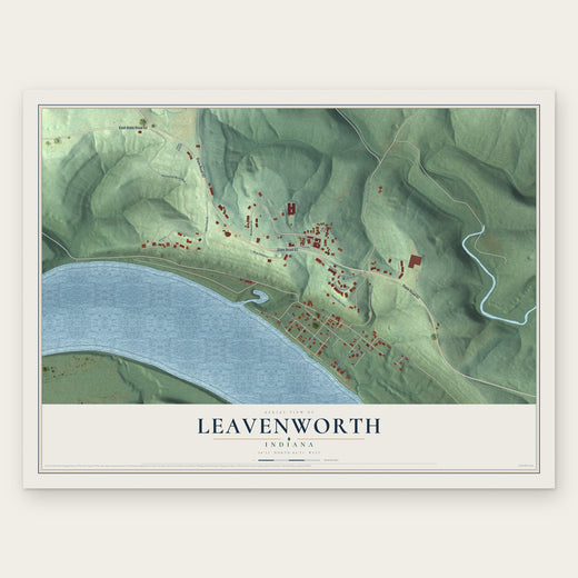 Leavenworth, Indiana map print, the full design