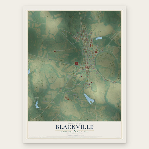 Blackville, South Carolina map print, the full design