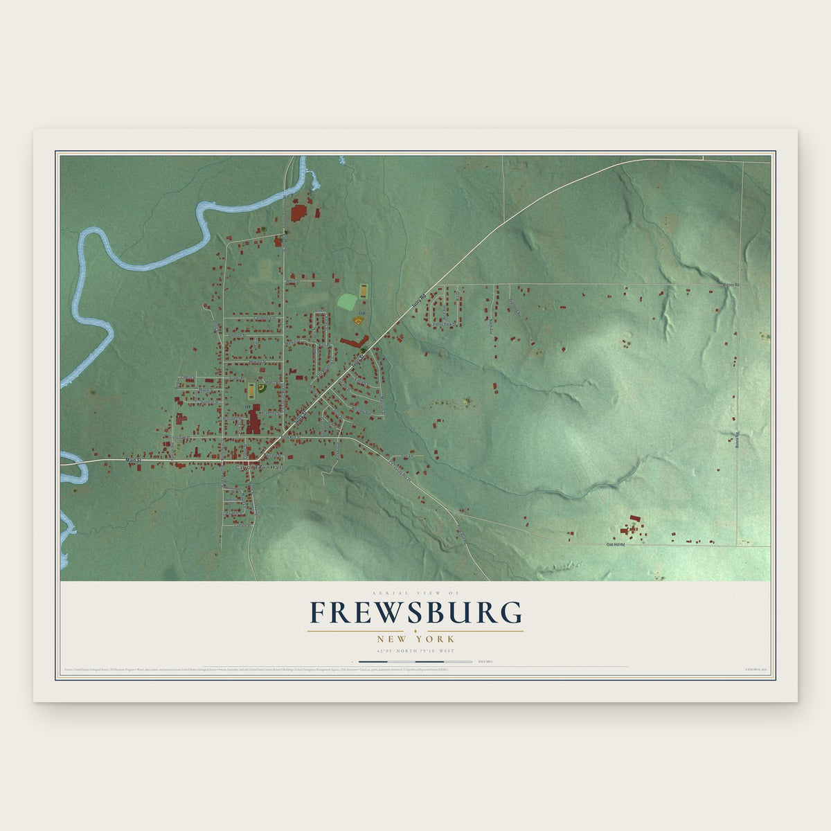 Frewsburg, New York map print, the full design