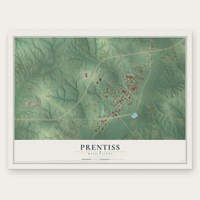 Prentiss, Mississippi map print, the full design