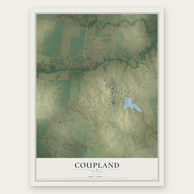 Coupland, Texas map print, the full design