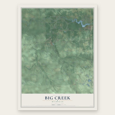 Big Creek, Michigan map print, the full design