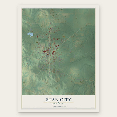 Star City, Arkansas map print, the full design