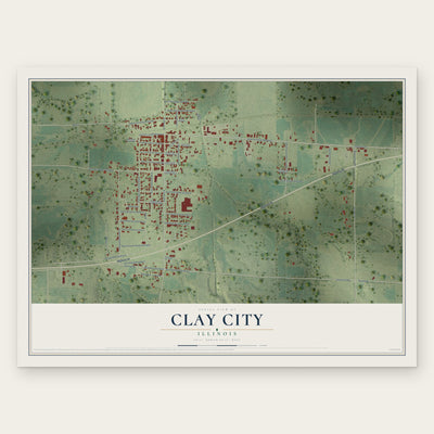 Clay City, Illinois map print, the full design