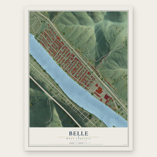Belle, West Virginia map print, the full design