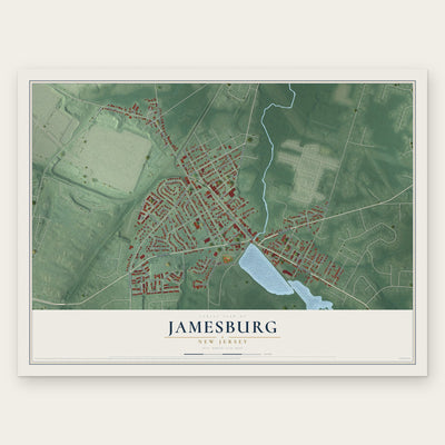 Jamesburg, New Jersey map print, the full design