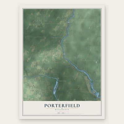 Porterfield, Wisconsin map print, the full design