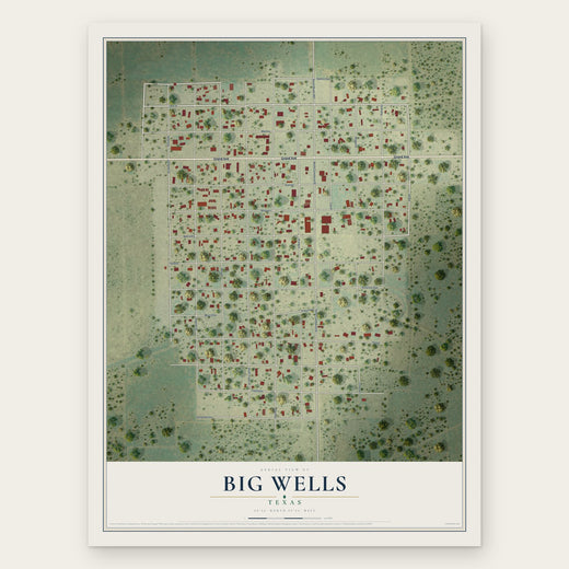 Big Wells, Texas map print, the full design