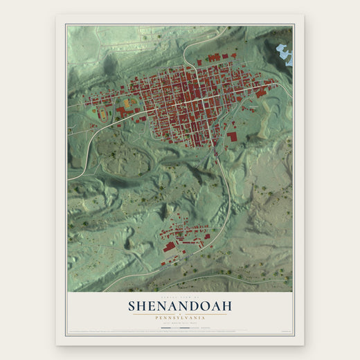 Shenandoah, Pennsylvania map print, the full design