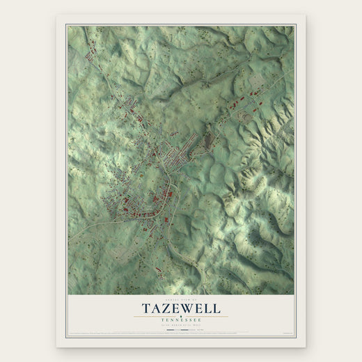 Tazewell, Tennessee map print, the full design