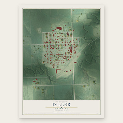Diller, Nebraska map print, the full design