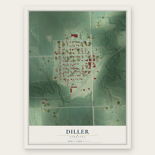 Diller, Nebraska map print, the full design