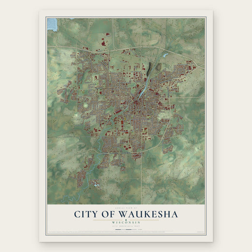 Waukesha, Wisconsin map print, the full design