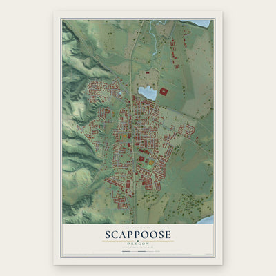 Scappoose, Oregon map print, the full design