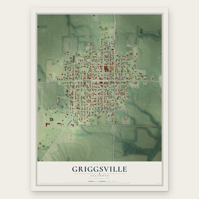Griggsville, Illinois map print, the full design