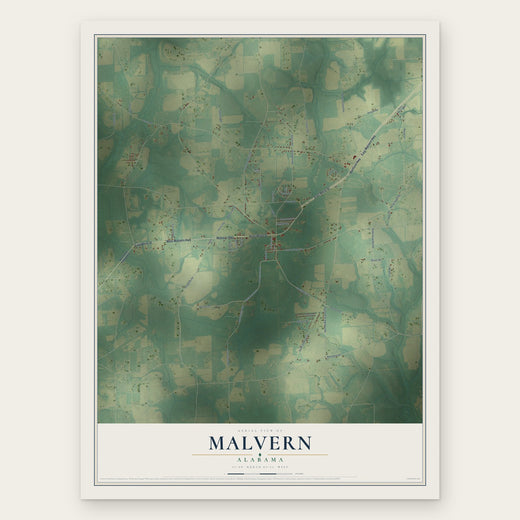 Malvern, Alabama map print, the full design