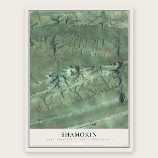 Shamokin, Northumberland County, Pennsylvania map print, the full design