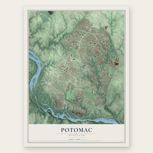 Potomac, Maryland map print, the full design