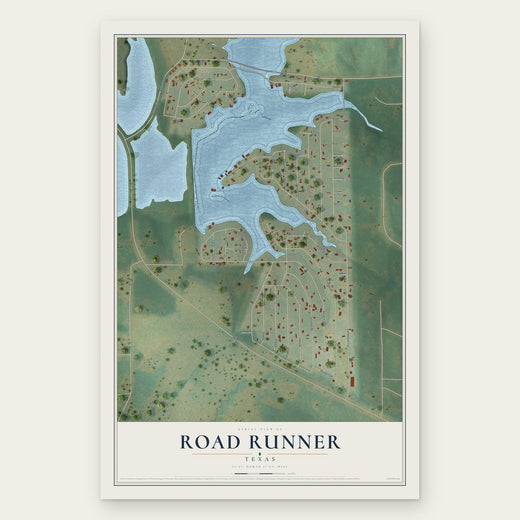 Road Runner, Texas map print, the full design