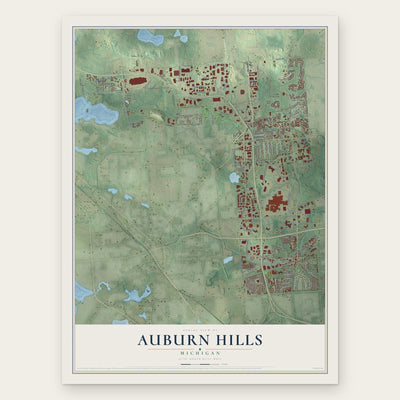 Auburn Hills, Michigan map print, the full design