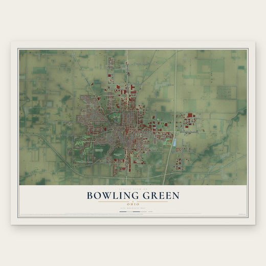 Bowling Green, Ohio map print, the full design