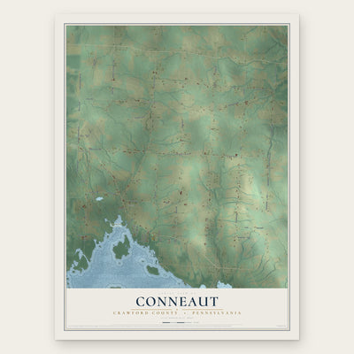 Conneaut, Crawford County, Pennsylvania map print, the full design
